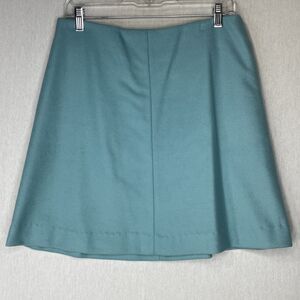 Boden A-Line Skirt SZ 8 Solid Blue Wool Cashmere Blend Career Office Minimalist